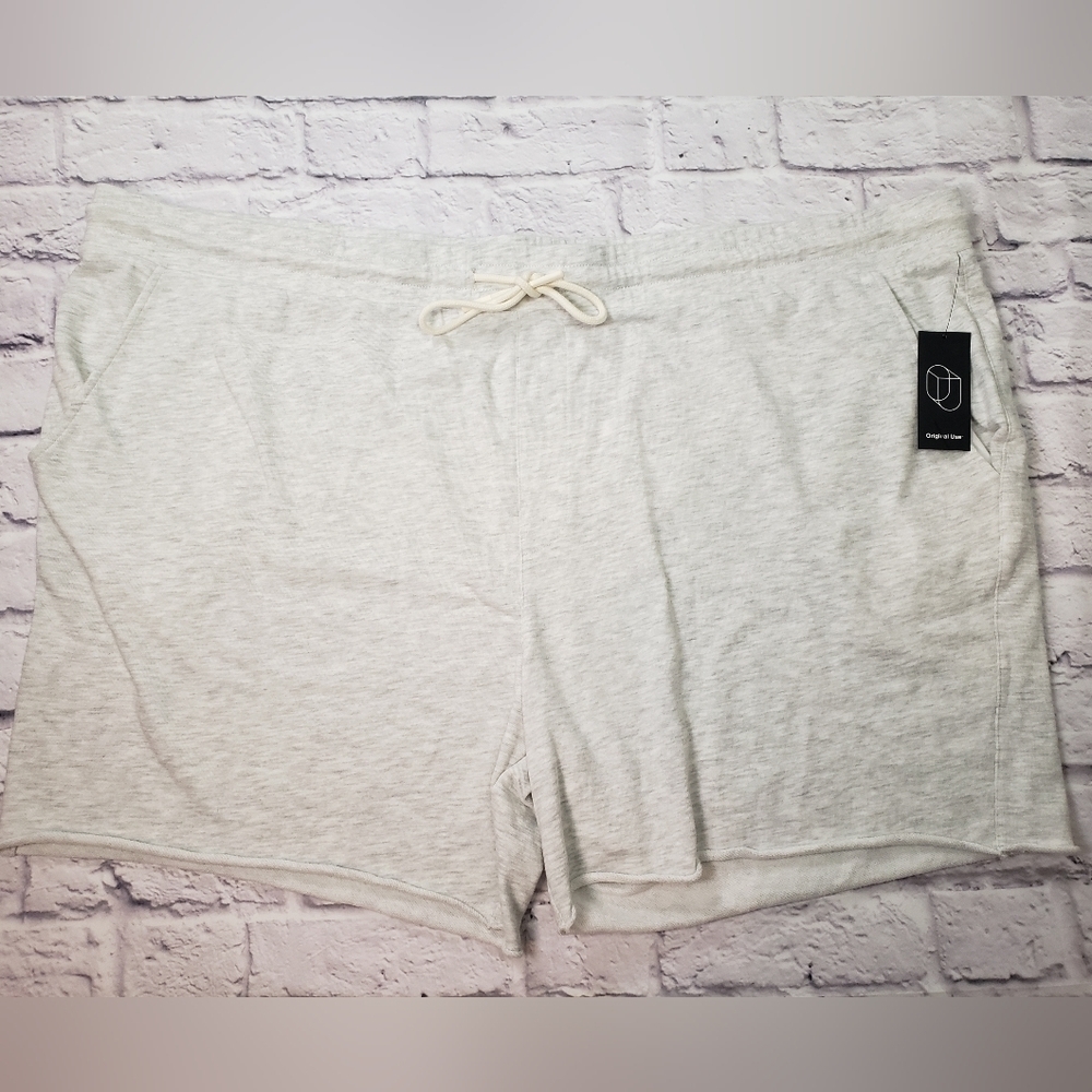 NEW Women's Size 5XL Orginal Use Heathered Grey Sweat Shorts Elastic Waist